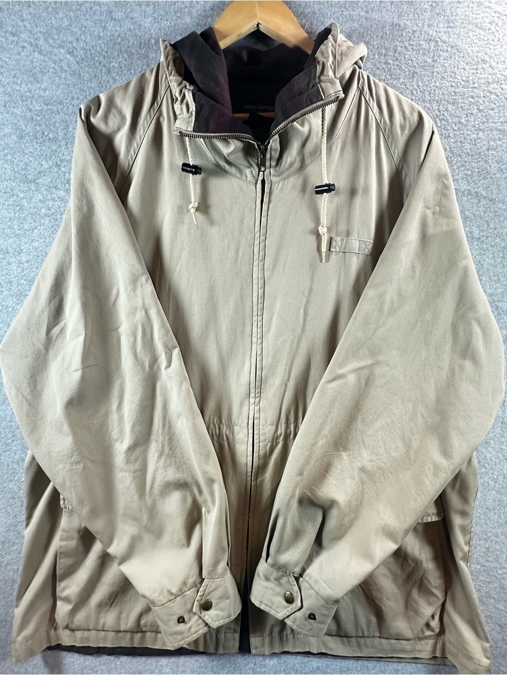 Brooks Brothers Vintage Trailcloth Beige Hooded Trench-Style Jacket